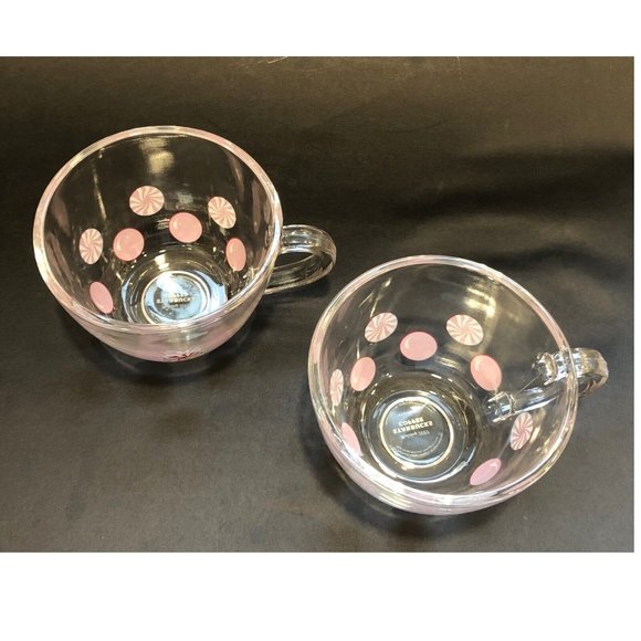 Starbucks Holiday 2007 Peppermint Candy Clear Coffee Mug Set With Saucers - Picture 3 of 16
